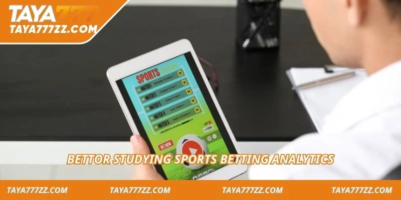 Bettor studying sports betting analytics