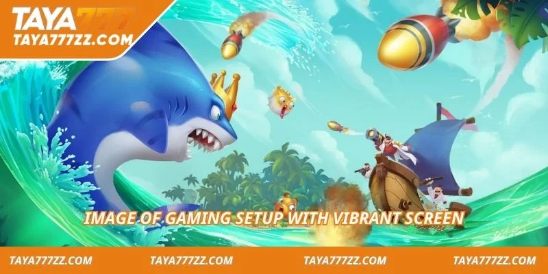 Image of gaming setup with vibrant screen